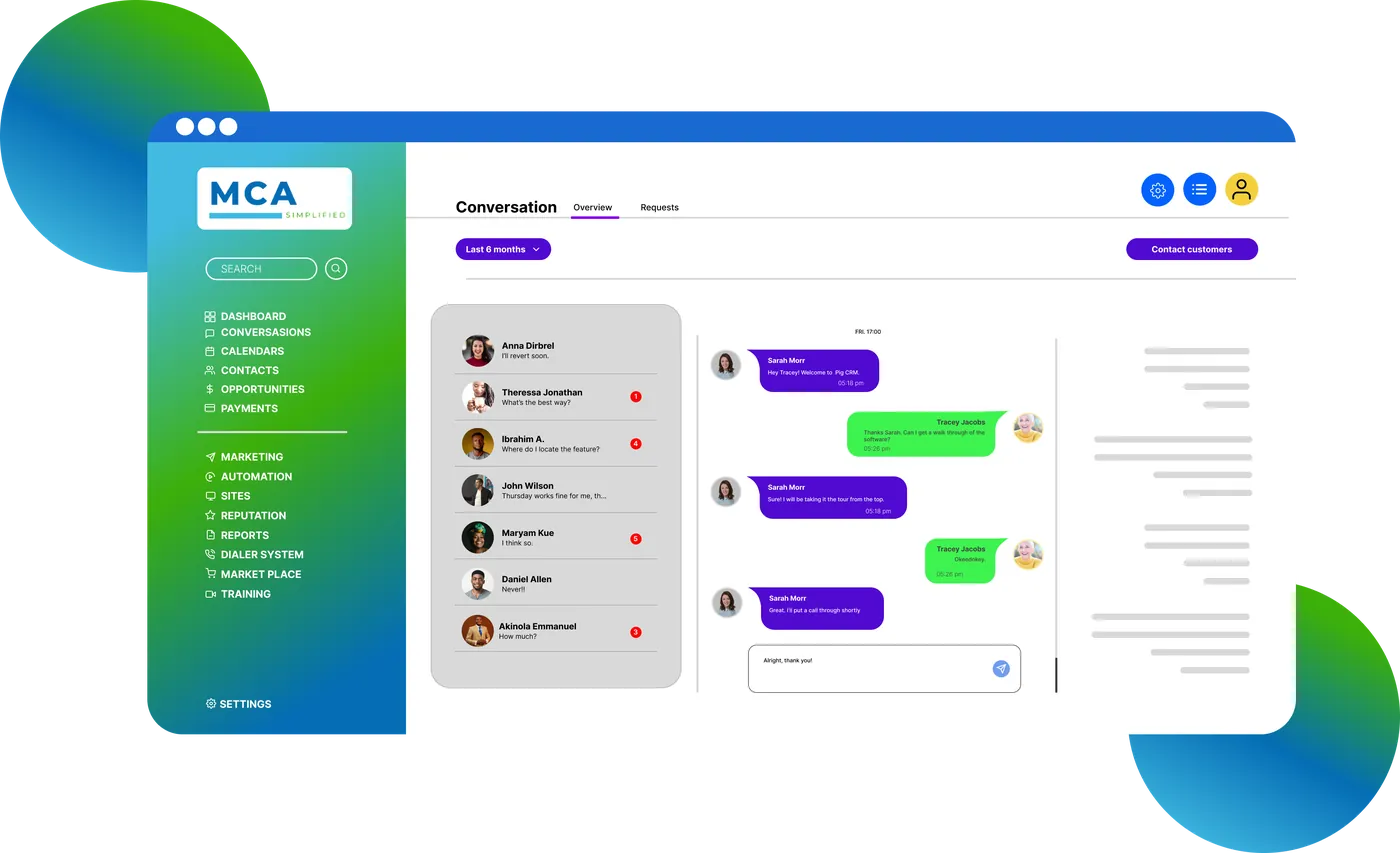 MCA Simplified unified conversations inbox with automated replies to leads