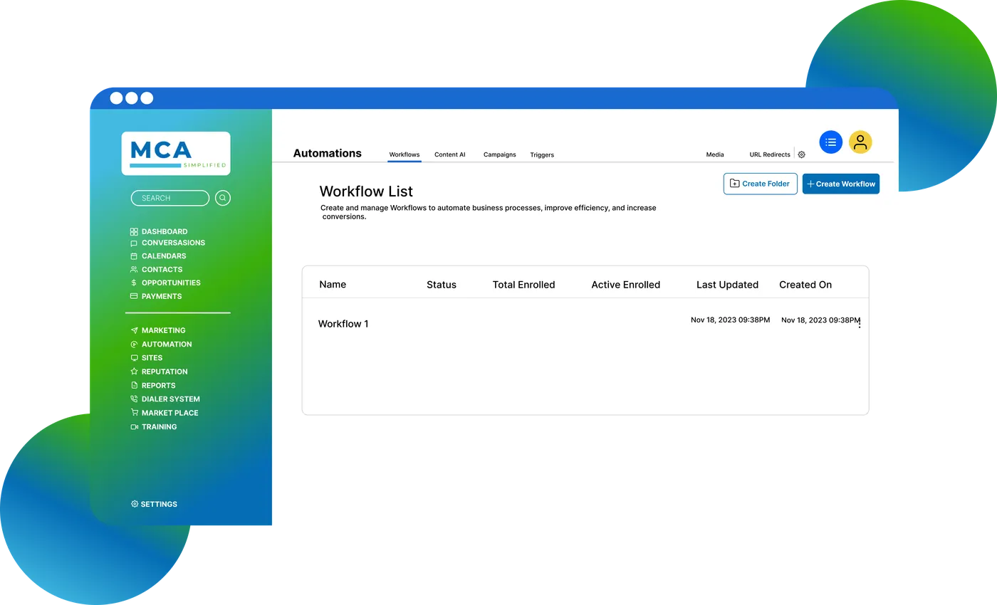 MCA Simplified workflow automation list for loan brokers
